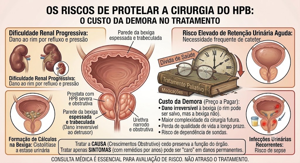 Infográfico: os riscos de adiar o tratamento da HBP — o custo da demora