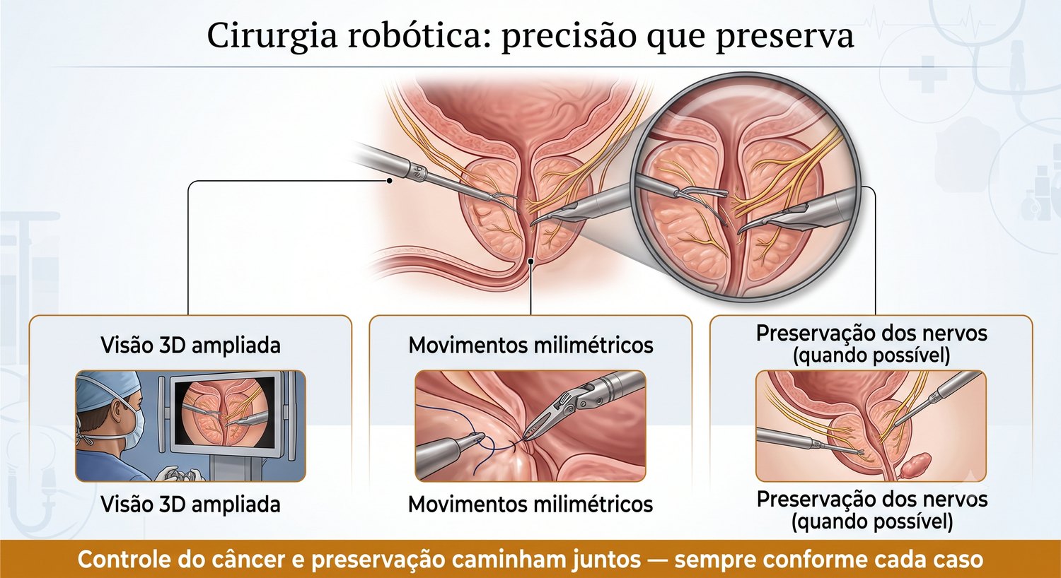 Cirurgia robótica de próstata: visão 3D ampliada, movimentos milimétricos e preservação dos nervos